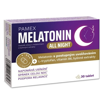PAMEX Melatonín all night 30 tabliet (Na spánok) - Viaczložkové