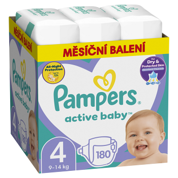 PAMPERS Active Baby mesačné balenie veľ.4 9-14 kg 180 ks