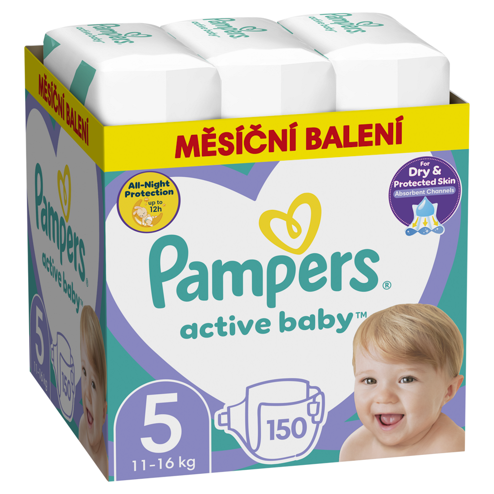 E-shop PAMPERS Active Baby Dry mesačné balenie 5 JUNIOR 11-16 kg 150 kusov