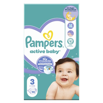 PAMPERS Active Baby veľ.3 Detské plienky 6-10 kg 90 ks (Plienky 3 (4 - 10 kg))