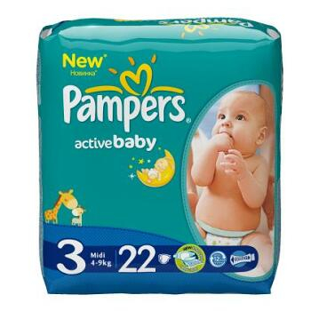 Pampers Active baby 3 midi 4 - 9 kg 22 kusov (Plienky 3 (4 - 10 kg))