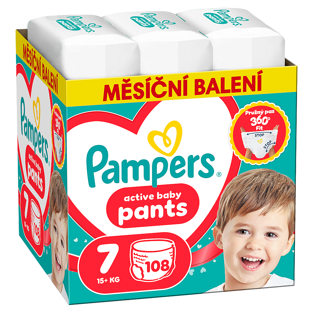PAMPERS Active baby plienkové nohavičky veľkosť 7 108 kusov