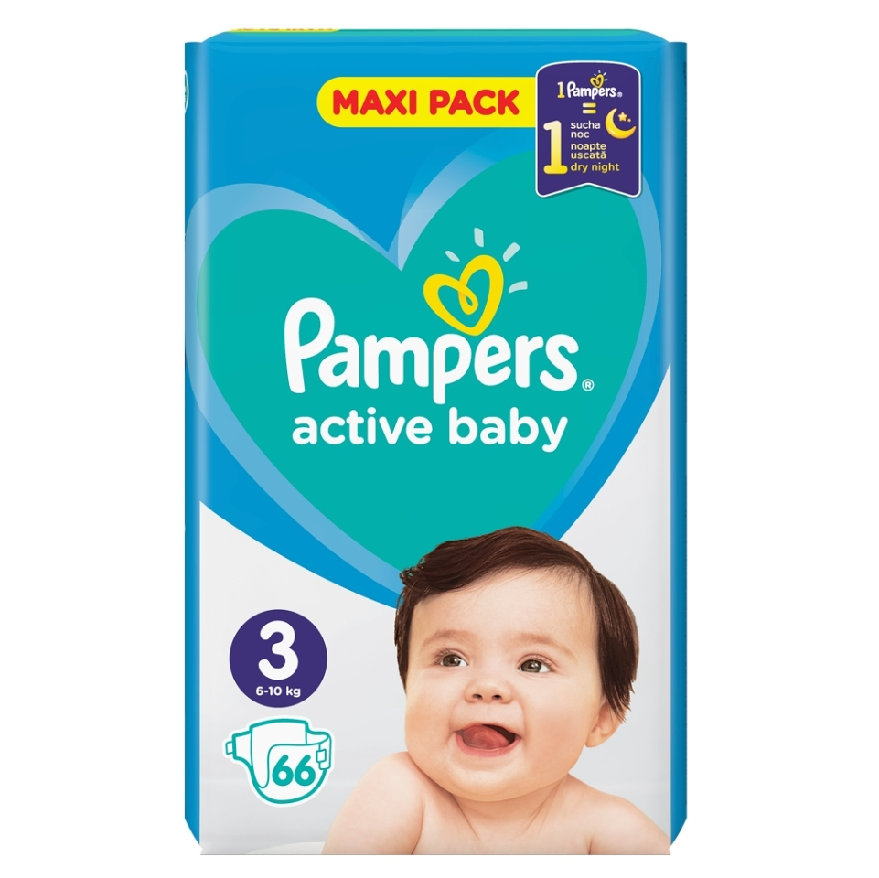 PAMPERS Active Baby-Dry 3 MIDI 5-9 kg 68 kusov