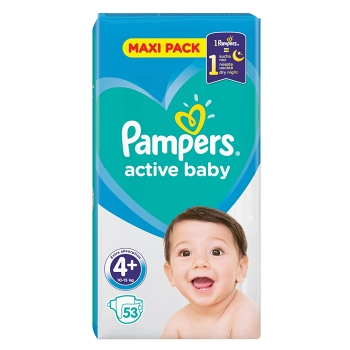 PAMPERS Active Baby-Dry 4+ MAXI 9-16 kg 53 kusov