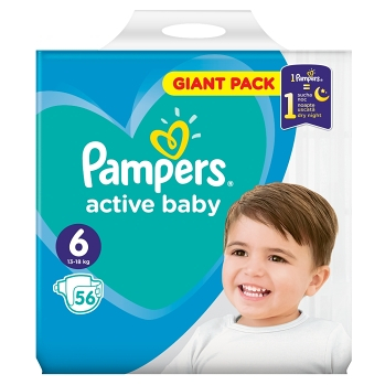 PAMPERS Active Baby Veľ.6 Detské plienky 13-18 kg  56 ks