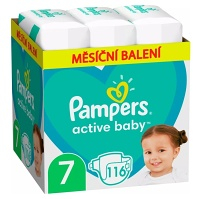 PAMPERS Active Baby veľ.7 Detské plienky 15+kg 116 ks