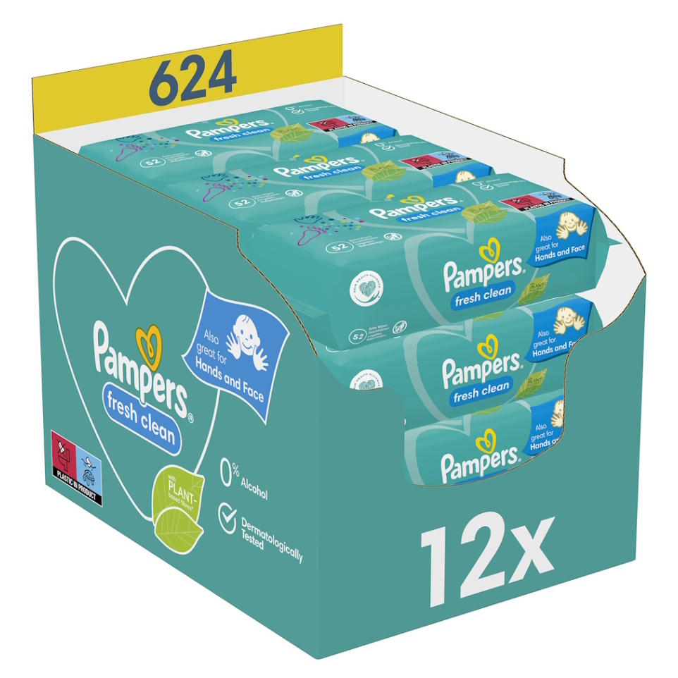PAMPERS Fresh Clean detské čistiace obrúsky 12 x 52 ks