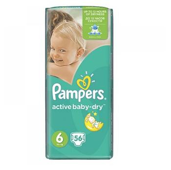 PAMPEERS Active Baby 6 EXTRA LARGE 15+ kg 56 kusov
