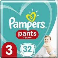 PAMPERS Pants vel.3 Plienkové nohavičky 6-11 kg 32 ks