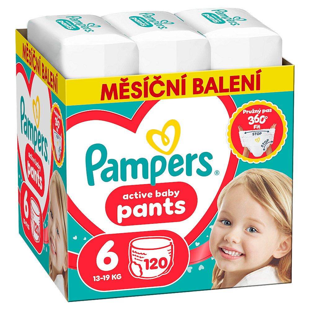 PAMPERS Active baby 6 plienkové nohavičky 13-19 kg 120 kusov