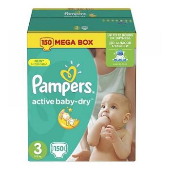 PAMPERS Active Baby-Dry 3 MIDI 4-9 kg 150 kusov