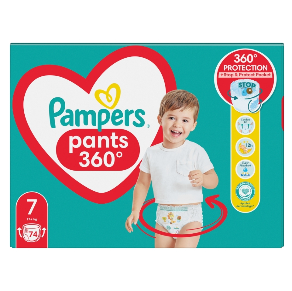PAMPERS Pants veľ.7 Plienkové nohavičky 17 kg+ 74 ks kúpite na Mojalekaren.sk