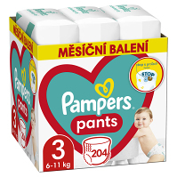 PAMPERS Plienkové nohavičky veľ. 3 box 6-11 kg 204 ks