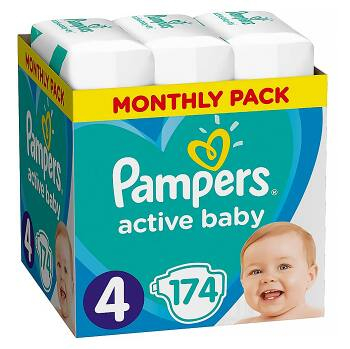 PAMPERS Active Baby mesačné balenie veľ.4, 9 – 14 kg 174 ks