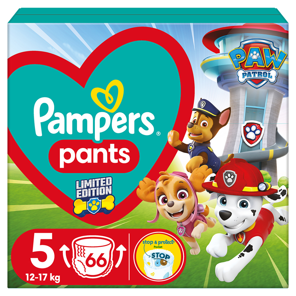 PAMPERS Plienky nohavičkové Active Baby Pants Paw Patrol veľ. 5 (12-17 kg) 66 ks kúpite na Mojalekaren.sk