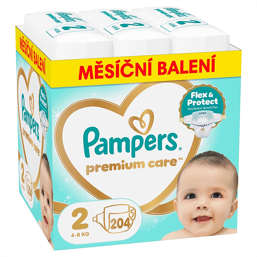 PAMPERS Premium care 2 plienky 4-8 kg monthly box 204 kusov