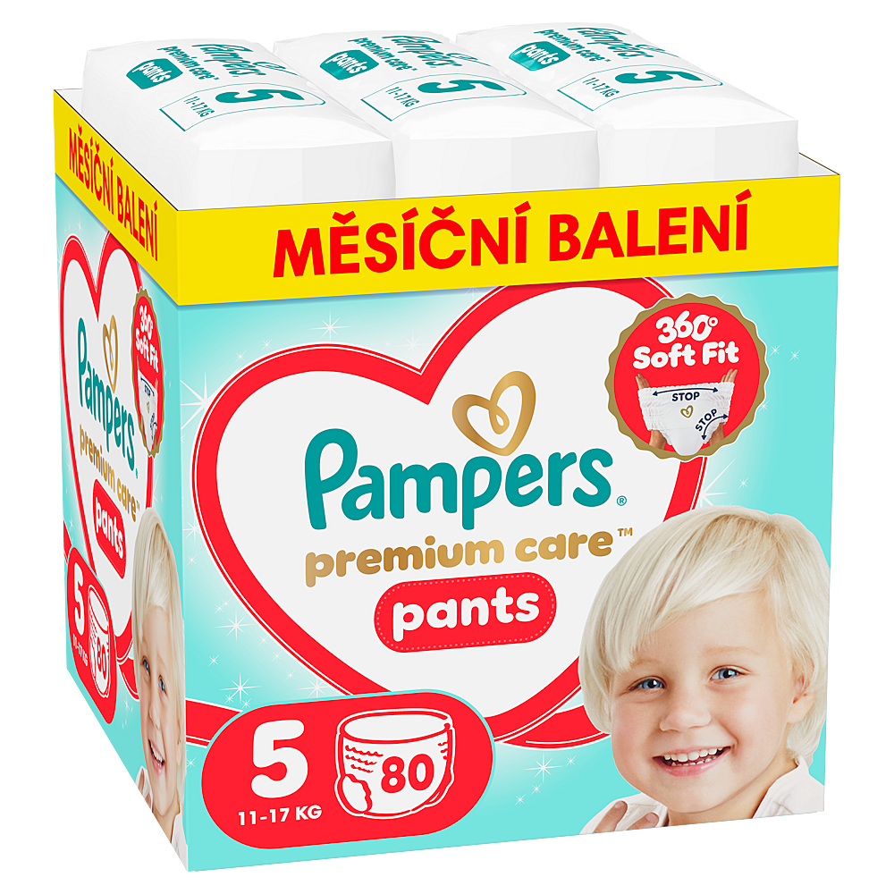 PAMPERS Premium care 5 plienkové nohavičky 11-17 kg 80 kusov