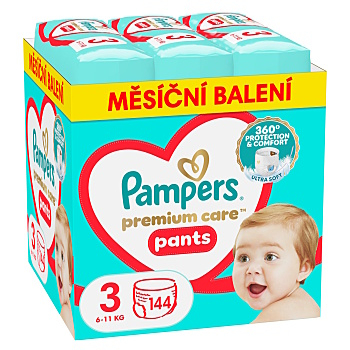 PAMPERS Premium Care veľ. 3 plienkové nohavičky 6 -11 kg 140 ks (Plienky 3 (4 - 10 kg))