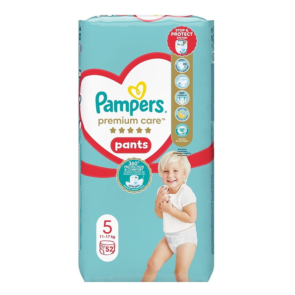 PAMPERS Premium Care veľ.5 Plienkové nohavičky 12-17 kg 52 kusov kúpite na Mojalekaren.sk