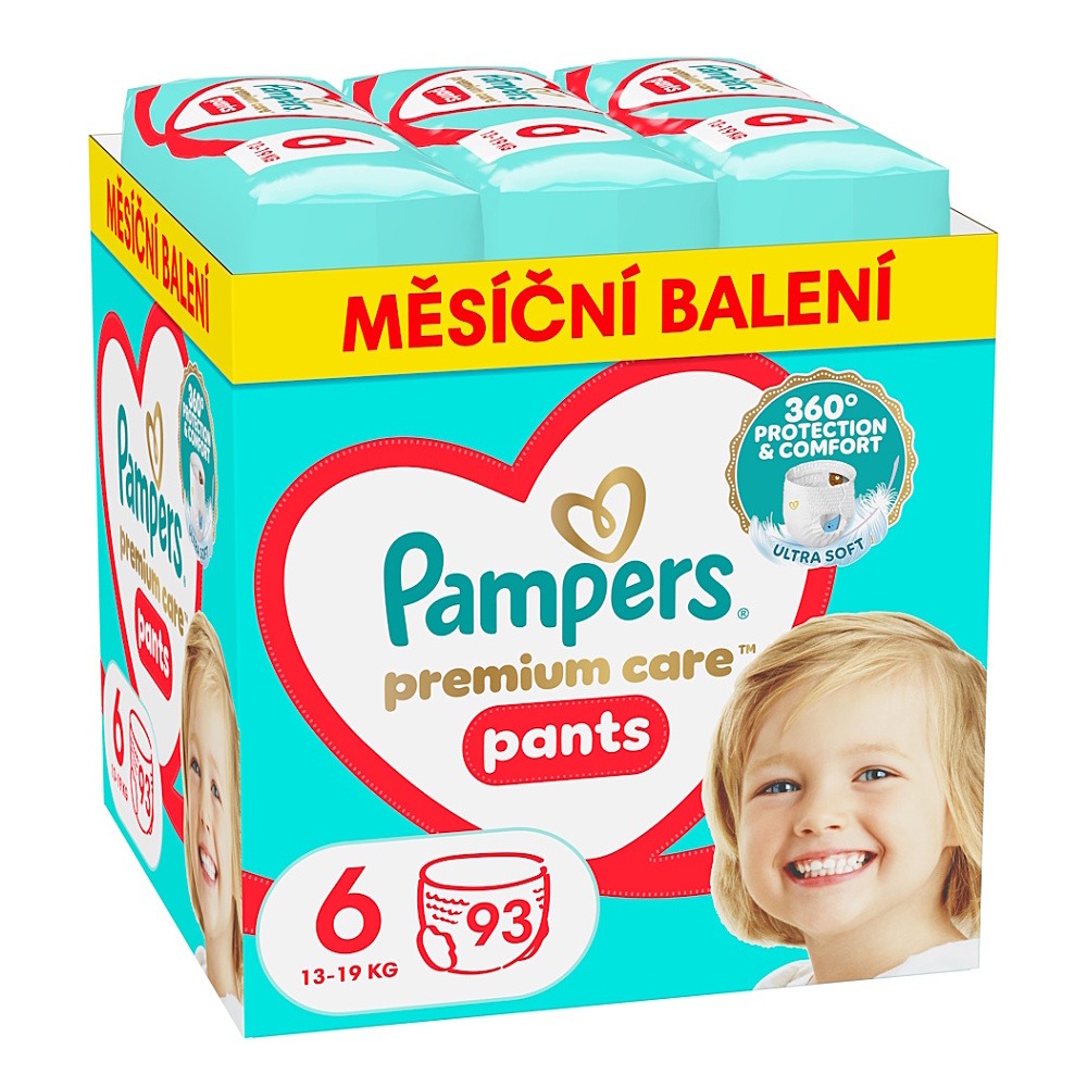 PAMPERS Premium care veľ. 6 plienkové nohavičky box 15+ kg 93 kusov