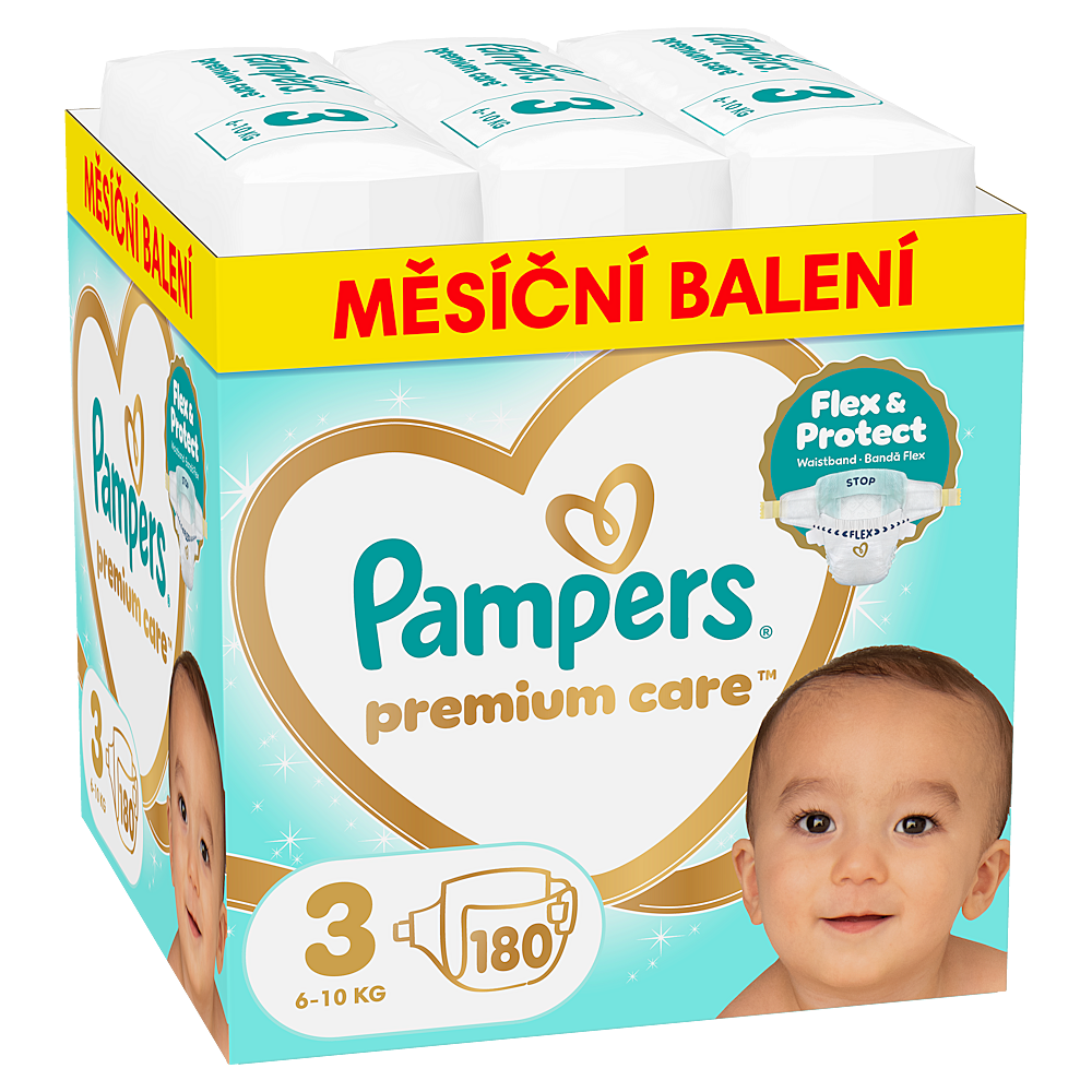 PAMPERS Premium care 3 plienky 6-10 kg 180 kusov