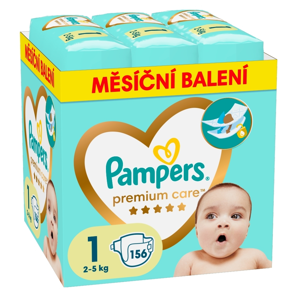 PAMPERS Premium care monthly veľkosť 1 plienky 2-5kg 156 kusov kúpite na Mojalekaren.sk
