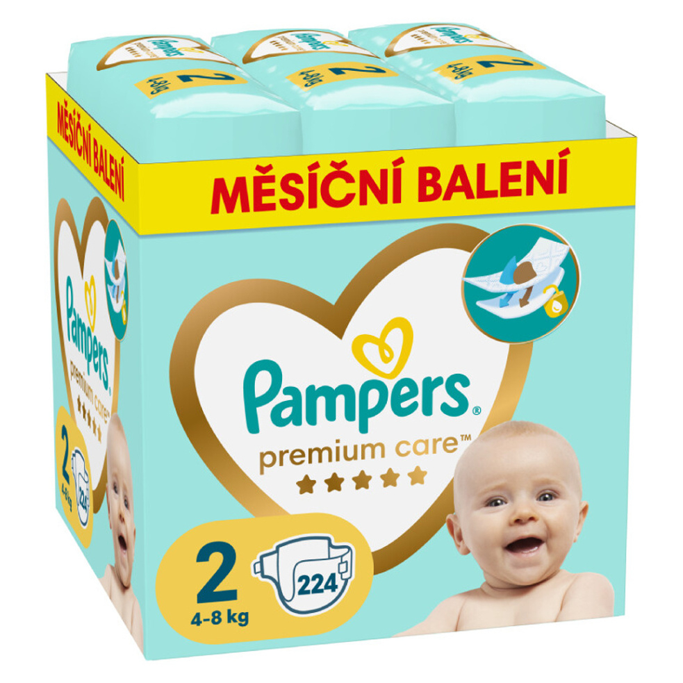 PAMPERS Premium Care monthly veľkosť 2 plienky 4-8kg 224 ks kúpite na Mojalekaren.sk
