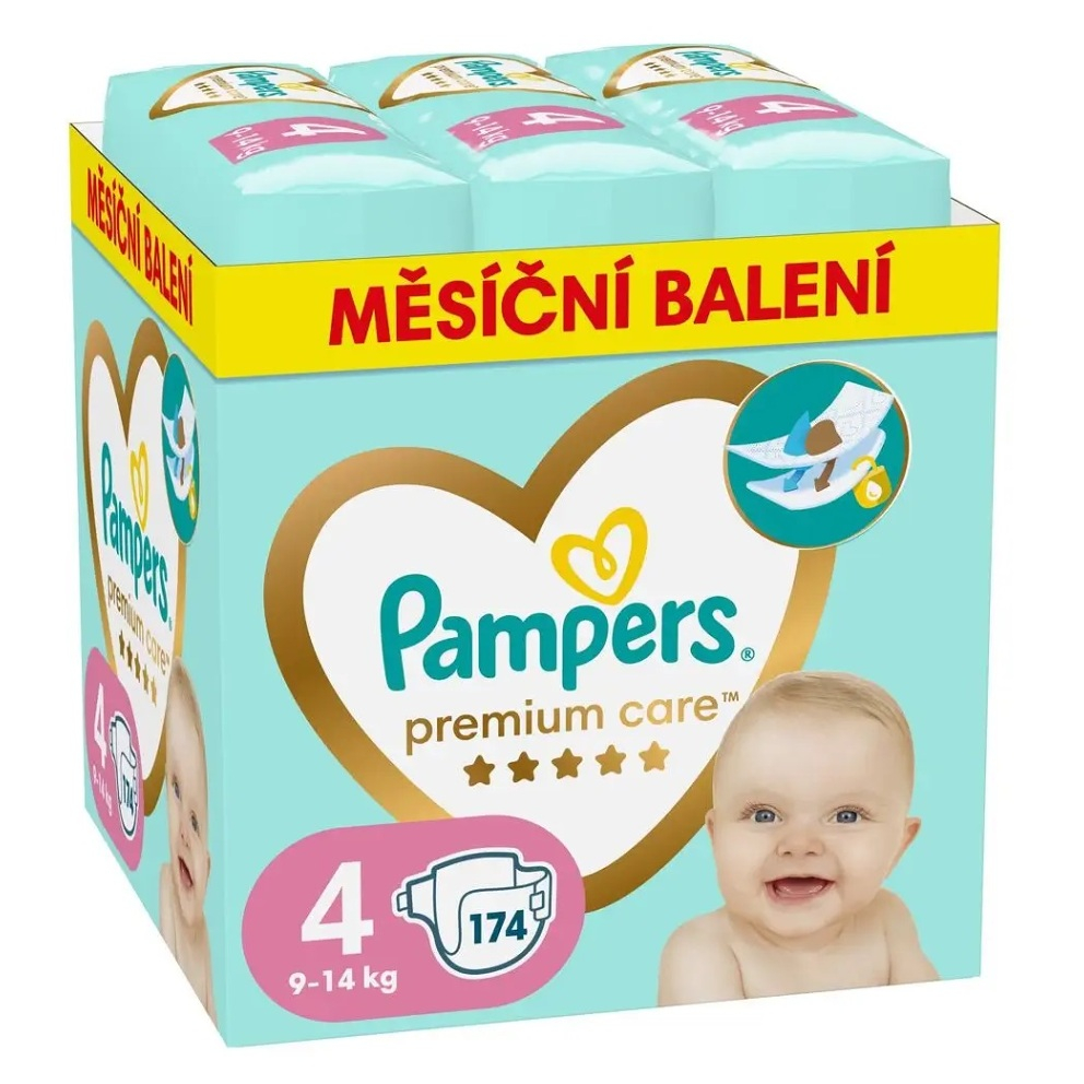 PAMPERS Plienky jednorázové Premium Care veľ. 4 (174 ks) 9-14 kg - mesačné balenie kúpite na Mojalekaren.sk
