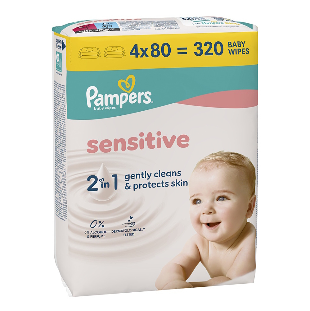 PAMPERS Sensitive vlhčené obrúsky XXL 4 x 80 kusov