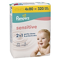 PAMPERS Sensitive vlhčené obrúsky XXL 4 x 80 kusov