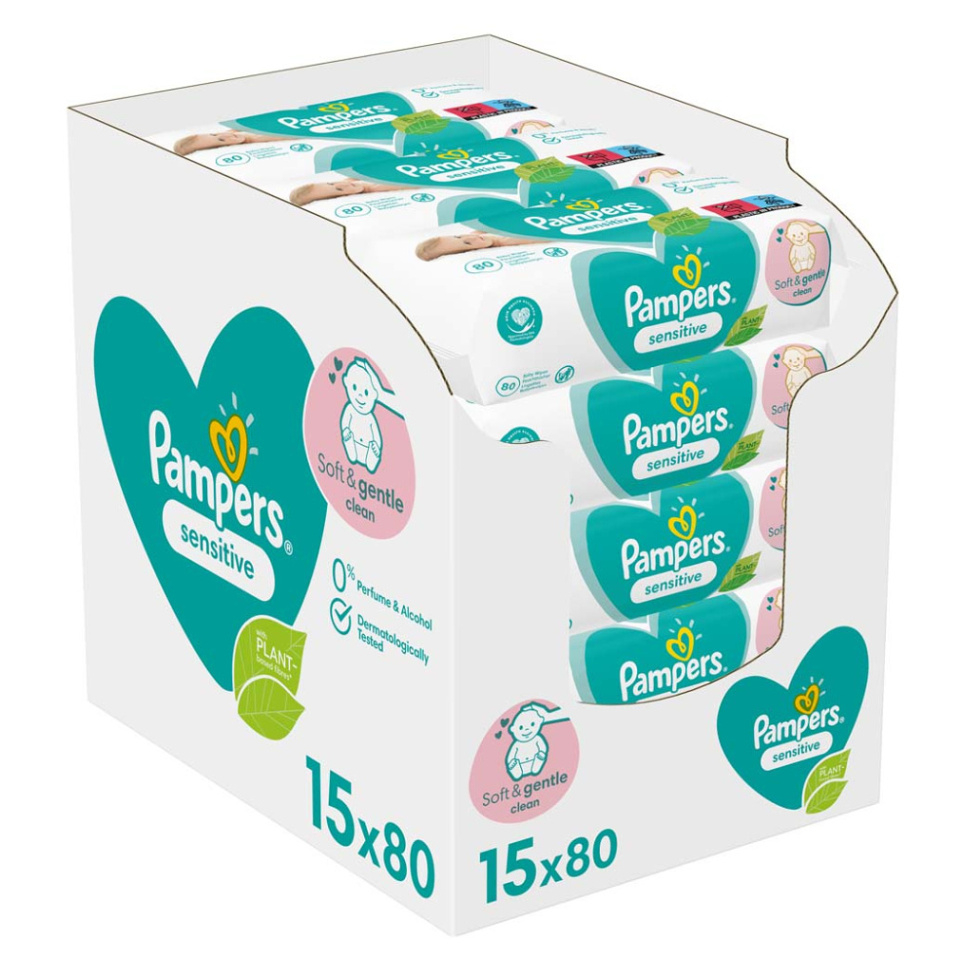 PAMPERS Sensitive obrúsky 15 x 80 ks kúpite na Mojalekaren.sk