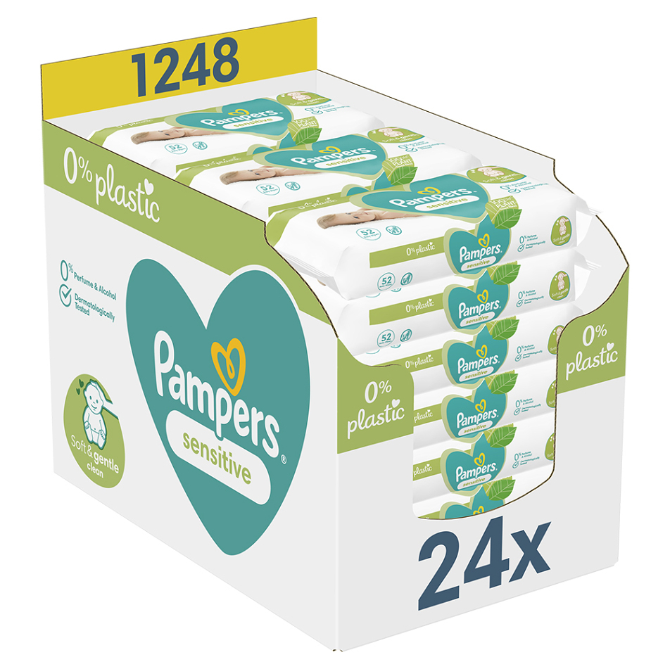 PAMPERS Sensitive baby detské čistiace obrúsky 24 x 52 ks kúpite na Mojalekaren.sk