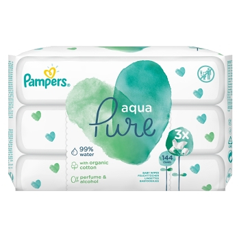 PAMPERS Aqua Pure Detské čistiace obrúsky 3x 48 ks 144 ks