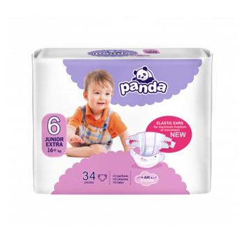 PANDA Junior extra detské plienky 12-25 kg 34 kusov (Plienky 6 (15 a viac kg)) - Hypoalergénny