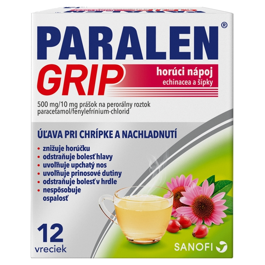 PARALEN GRIP horúci nápoj echinacea a šípky plo por 500 mg/10 mg 12 vrecúšok kúpite na Mojalekaren.sk