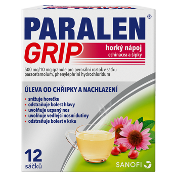 PARALEN GRIP horúci nápoj echinacea a šípky plo por 500 mg/10 mg 12 vrecúšok (Lieky na chrípku a prechladnutie) - obrázok 1/4