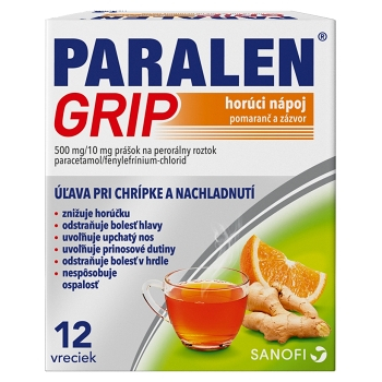 PARALEN GRIP horúci nápoj pomaranč a zázvor prášok na perorálny roztok 500 mg/10 mg 12 vrecúšok
