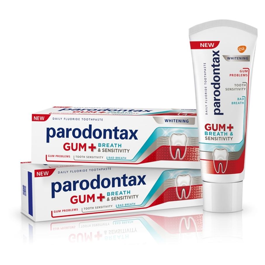 PARODONTAX White DUO na ďasná, dych a citlivé zuby, bielenie 2 x 75 ml