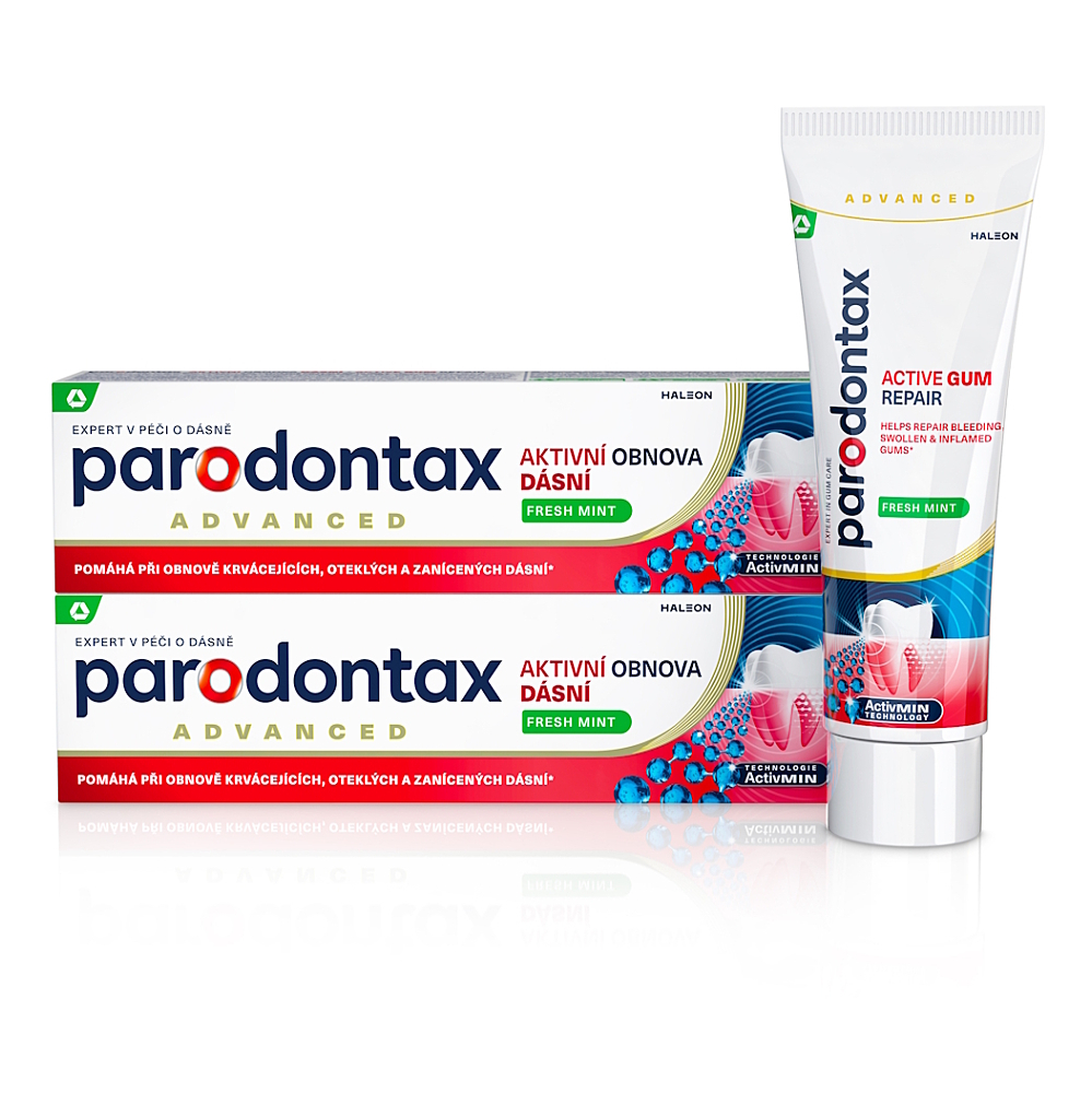 PARODONTAX Zubná pasta Fresh Mint Aktívna obnova ďasien 2 x 75 ml