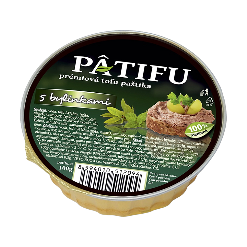E-shop PATIFU ​​Prémiová tofu paštéta s bylinkami 100 g