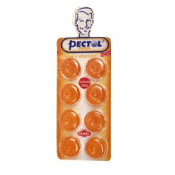 PECTOL Medicinálne dropsy bez cukru s vitamínom C - pomarančová príchuť