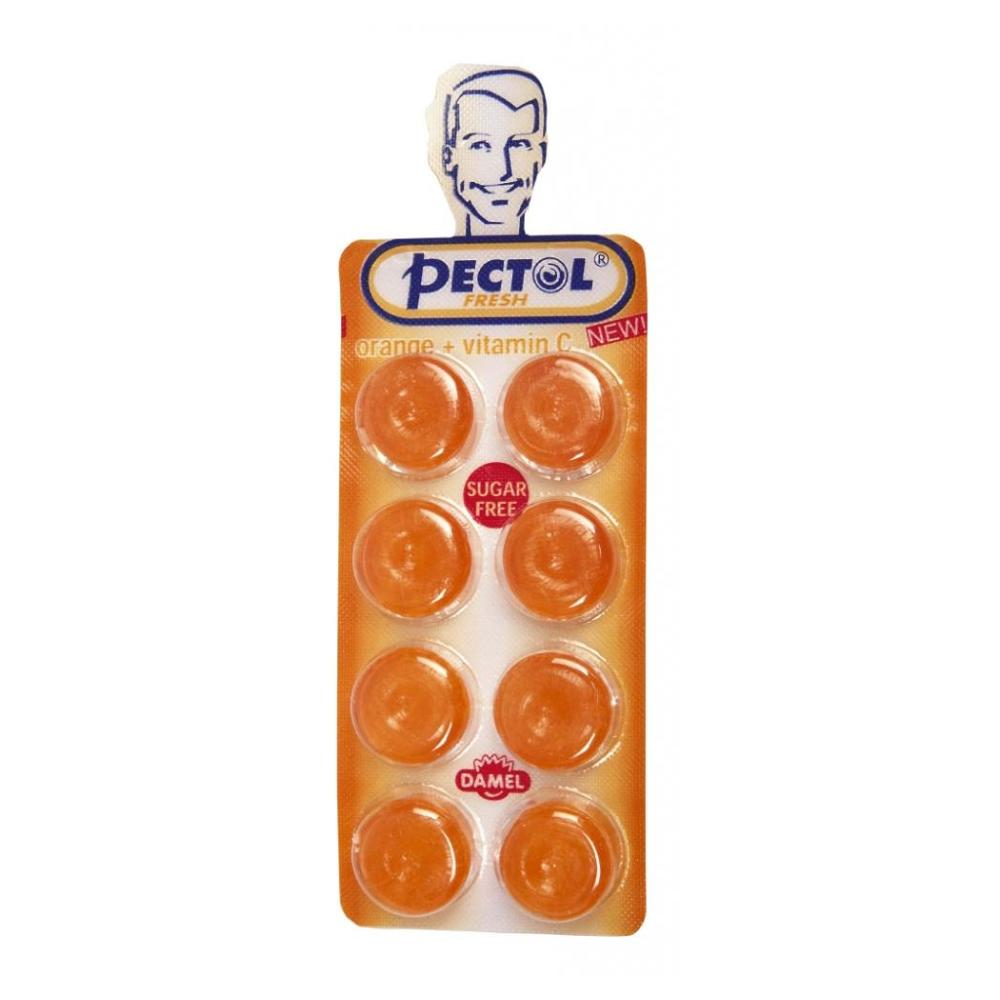 E-shop PECTOL Dropsy s pomarančovou príchuťou a vitamínom C blister 8 kusov