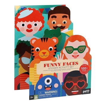 PETITCOLLAGE Sada aktivít legrační tváre (Kúzelné čítanie, knižky a leporela) - Ostatné, Iné, Samodržiaci, Opakované použitie, Sada