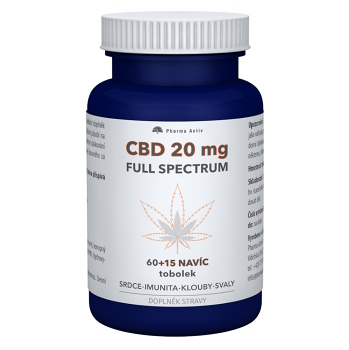 PHARMA ACTIV CBD full spectrum 20 mg 60 + 15 kapsúl (CBD a CBG oleje) - Prírodné, Jednozložkové