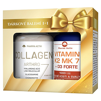 PHARMA ACTIV Collagen arthro 90 tabliet + Vitamín K2 MK7 + D3 forte 1000 I.U. 125 tabliet (Na kosti)