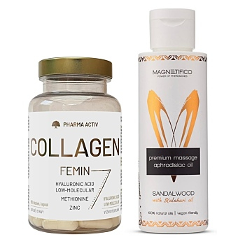 PHARMA ACTIV collagen femin 90 kapsúl + afrodiziakálny olej Sandalwood 100ml (Vitamíny na pleť) - Viaczložkové