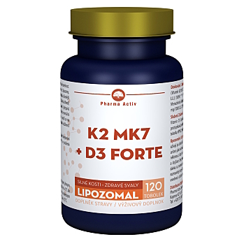 PHARMA ACTIV Lipozomal K2 MK7 + D3 forte 120 kapsúl (Vitamín D) - Viaczložkové, Lipozomálny
