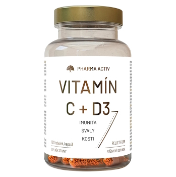 PHARMA ACTIV Vitamín C + D3 120 kapsúl (Vitamín C) - Viaczložkové