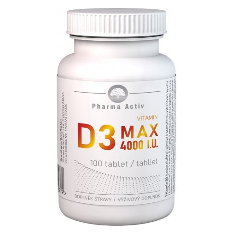 PHARMA ACTIV Vitamín D3 MAX 4000 I.U. 100 tabliet