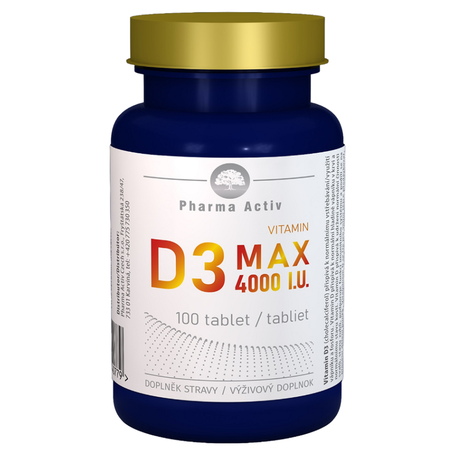 PHARMA ACTIV Vitamín D3 MAX 4000 I.U. 100 tabliet